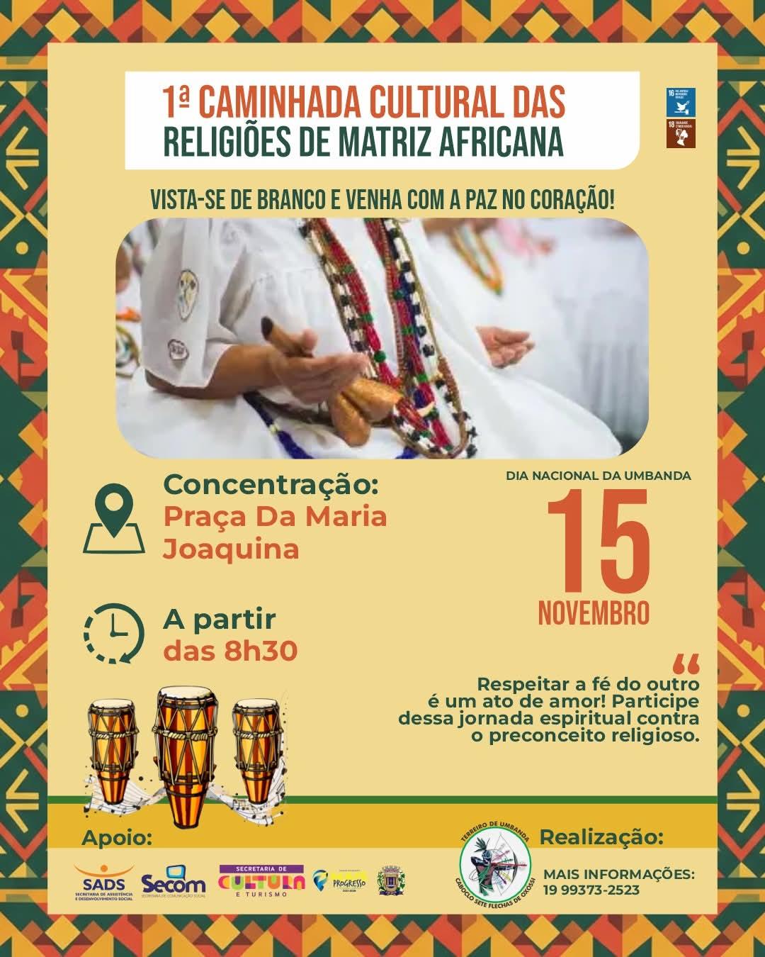 🌿 Leme realiza 1ª Caminhada Cultural das Religiões de Matriz Africana no feriado de 15 de novembro